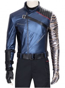 The Falcon And The Winter Soldier Bucky Barnes Winter Soldier Halloween Cosplay Costume Blue One Arm Jacket