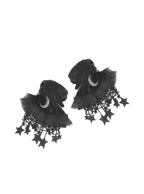 Gothic Women Fashion Lolita Black Moon Star Gloves