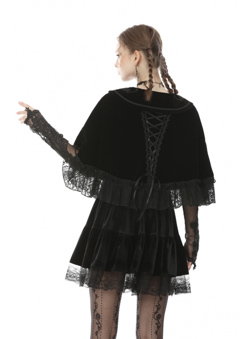 Black Embroidery Lace Elegant Sexy Gothic Mesh Long Gloves