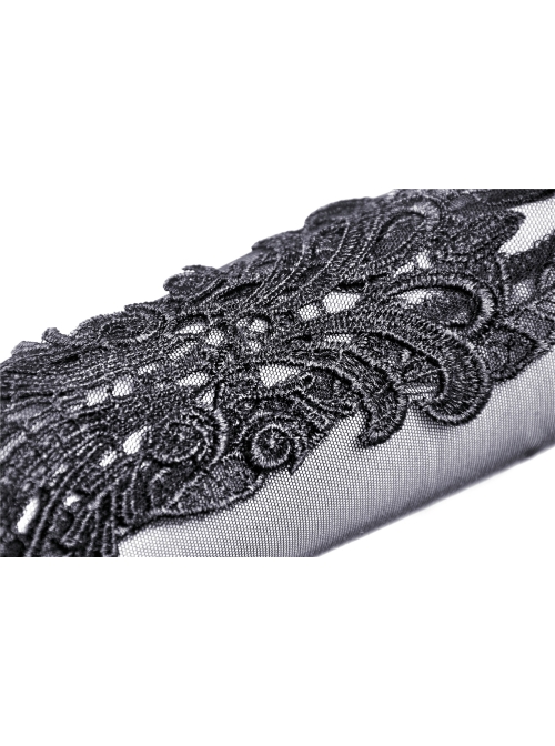 Black Embroidery Lace Elegant Sexy Gothic Mesh Long Gloves
