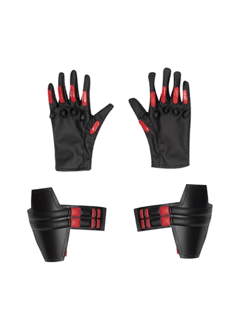 Game Batman Gotham Knights Red Hood Jason Todd Halloween Cosplay Accessories Wrist Guards And Gloves