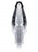 Gothic Lolita Black Lace Wedding Bride Cross Pendant Veil