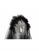 Gothic Lolita Black Lace Wedding Bride Cross Pendant Veil