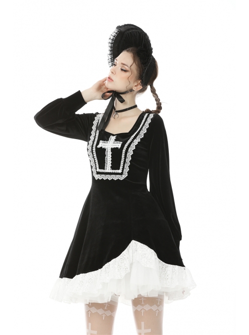 Lovely Black Lace Pure Color Hat Gothic Lolita Bonnet