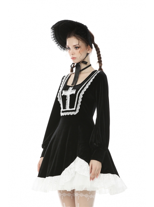 Lovely Black Lace Pure Color Hat Gothic Lolita Bonnet