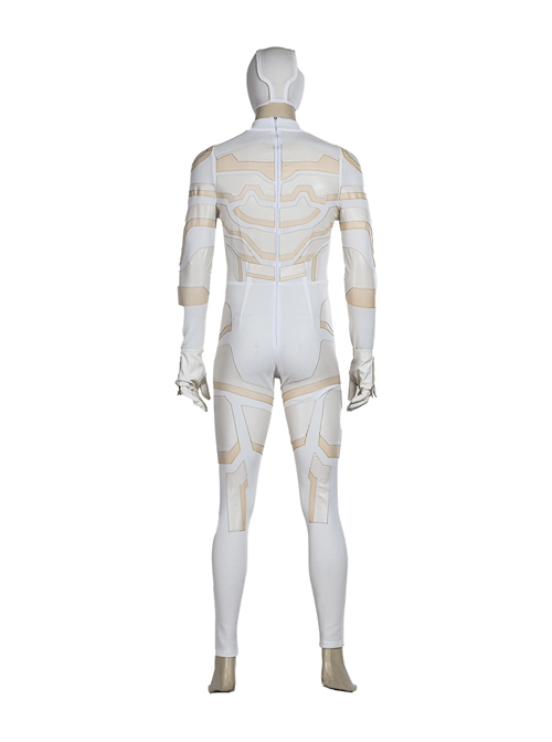 Marvel Comics Werewolf By Night Moon Knight Marc Spector White Battle Suit Halloween Cosplay Costume White Bodysuit