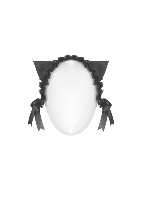 Gothic Black Lace Cute Cat Ears Bowknot Headwear