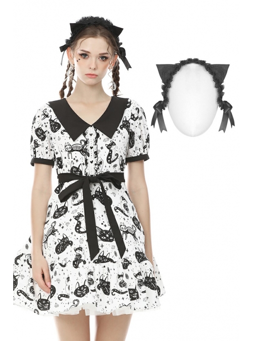 Gothic Black Lace Cute Cat Ears Bowknot Headwear