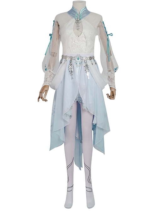 Game Naraka Bladepoint Justina Gu Outfit Glacial Cascade Halloween Cosplay Costume Full Set