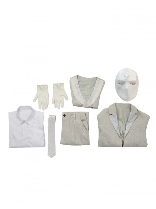 TV Drama Moon Knight Marc Spector Mr. Knight Costume Gray Suit Halloween Cosplay Costume Set