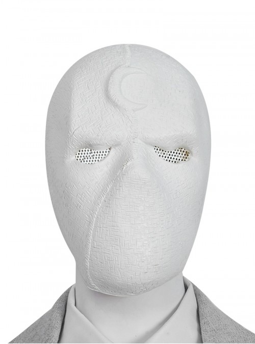 TV Drama Moon Knight Marc Spector Mr. Knight Gray Suit Halloween Cosplay Accessories White Mask