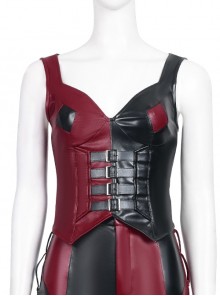 The Suicide Squad Harley Quinn Halloween Cosplay Costume Black-Red Vest