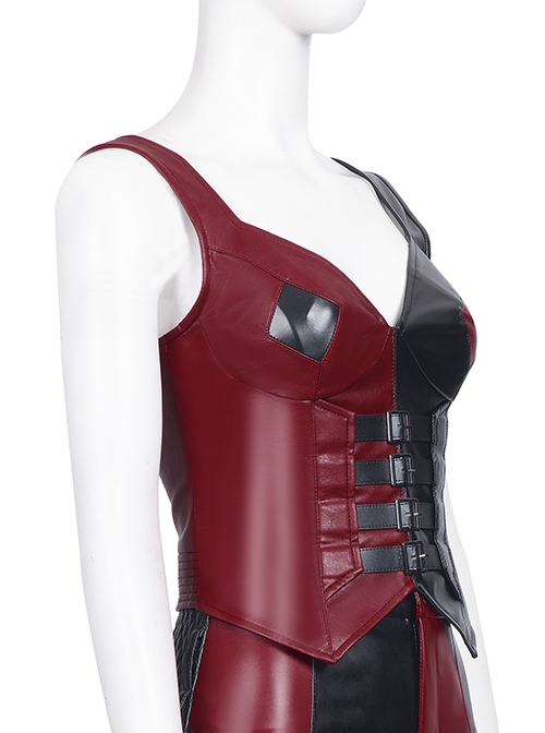 The Suicide Squad Harley Quinn Halloween Cosplay Costume Black-Red Vest
