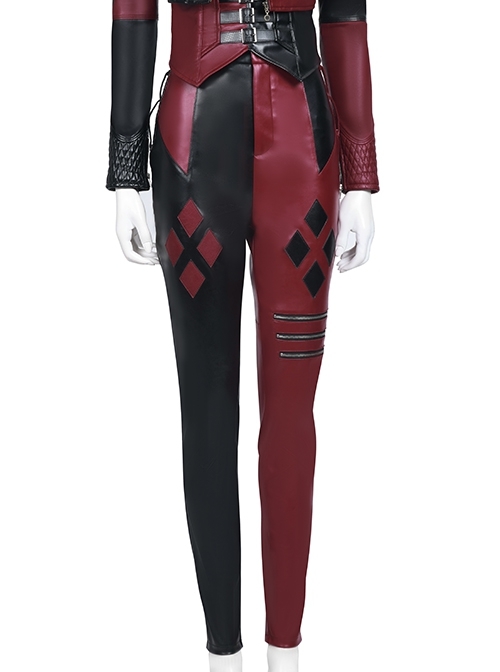 The Suicide Squad Harley Quinn Halloween Cosplay Costume Black-Red Trousers