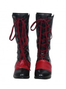 The Suicide Squad Harley Quinn Halloween Cosplay Accessories Black-Red Boots