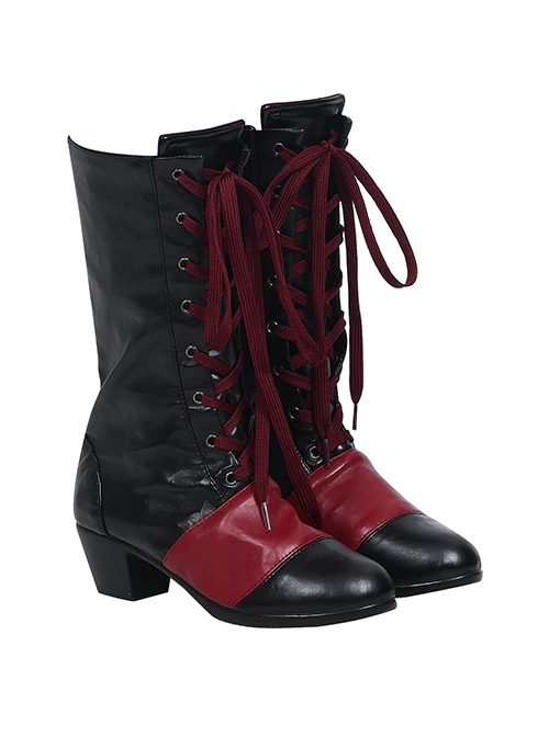 The Suicide Squad Harley Quinn Halloween Cosplay Accessories Black-Red Boots