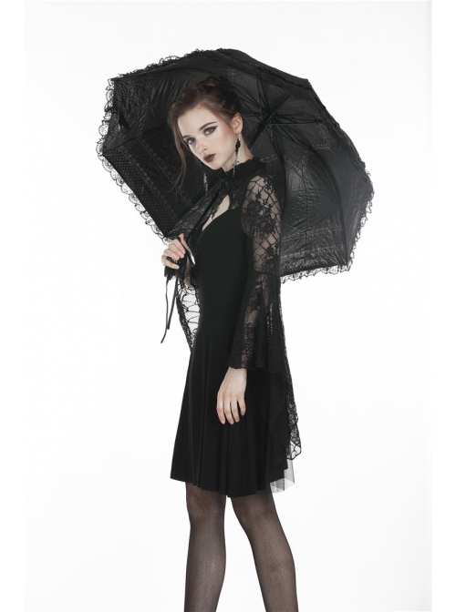 Gothic Lolita Fashion Black Lace Telescopic Umbrella
