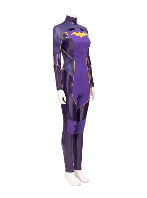 Game Batman Gotham Knights Batwoman Battle Suit Halloween Cosplay Costume Purple Bodysuit