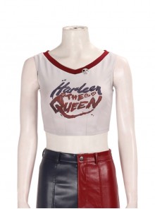 Suicide Squad Kill The Justice League Harley Quinn Halloween Cosplay Costume White Short Vest