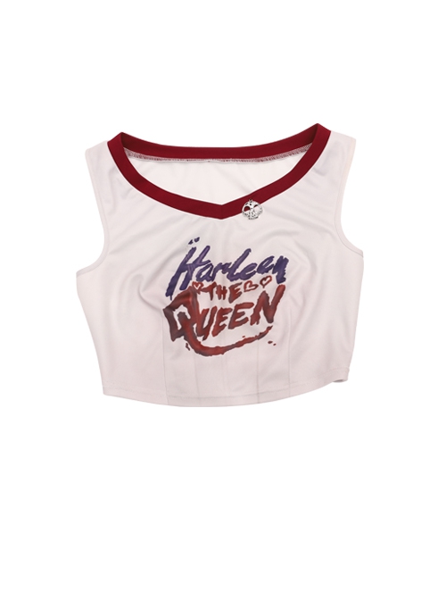 Suicide Squad Kill The Justice League Harley Quinn Halloween Cosplay Costume White Short Vest