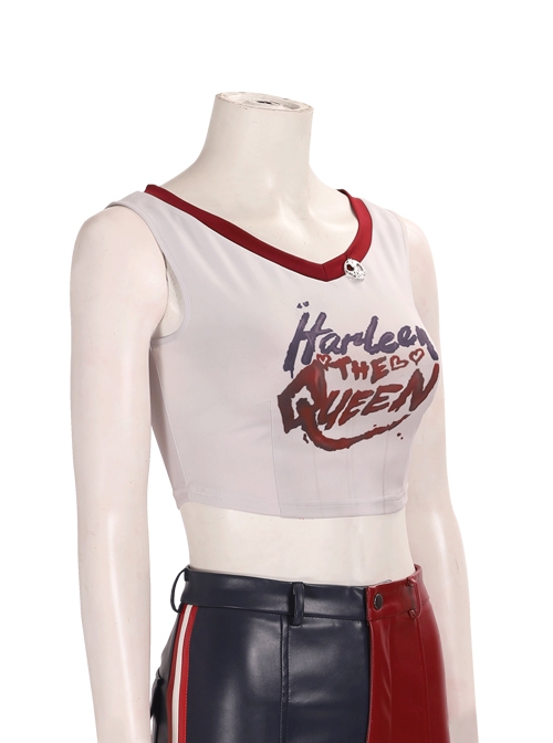 Suicide Squad Kill The Justice League Harley Quinn Halloween Cosplay Costume White Short Vest