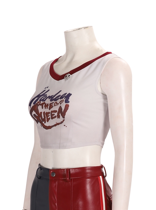 Suicide Squad Kill The Justice League Harley Quinn Halloween Cosplay Costume White Short Vest
