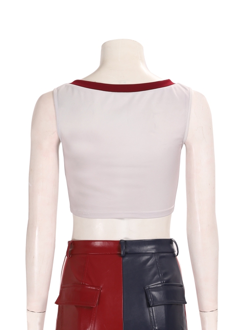 Suicide Squad Kill The Justice League Harley Quinn Halloween Cosplay Costume White Short Vest