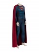 Man of Steel 2 Superman Clark Kent Battle Suit Halloween Cosplay Costume Red Cloak