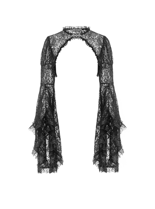 Gothic Big Sleeves Black Lace Shoulder Cape