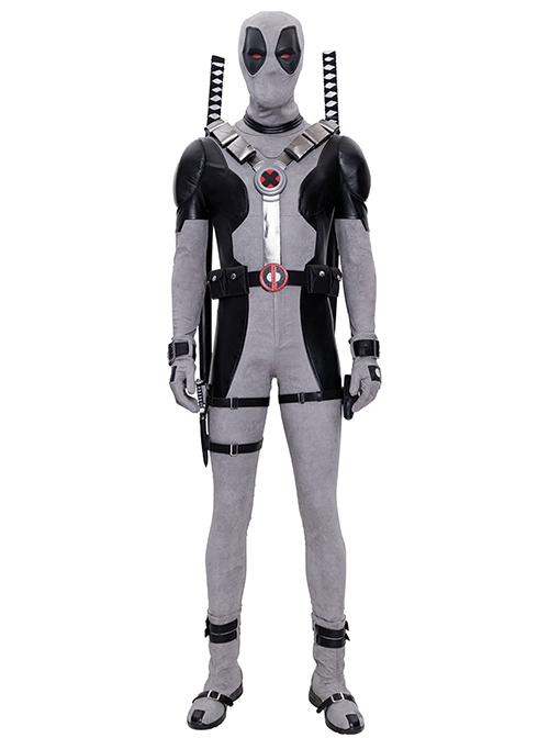 Comics X-Force White Deadpool Gray-black Battle Suit Halloween Cosplay Accessories Gray Gloves