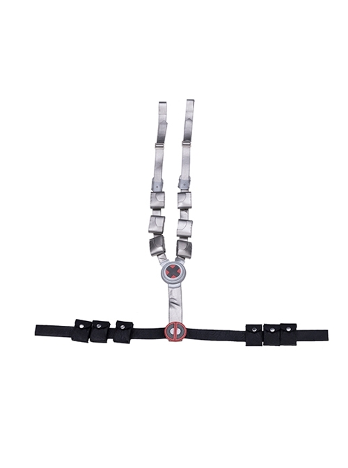Comics X-Force White Deadpool Gray-black Battle Suit Halloween Cosplay Accessories Waist Belt And Back Straps Components
