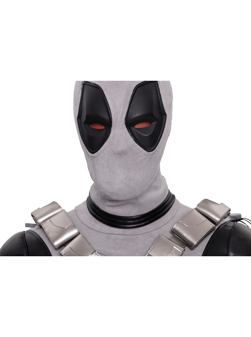 Comics X-Force White Deadpool Gray-black Battle Suit Halloween Cosplay Accessories Gray PE Headcover