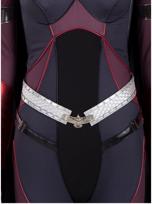 The Boys Season 2 Stormfront Dark Red Battle Suit Halloween Cosplay Accessories Silver Waistband
