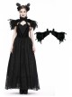 Gothic Two Ways To Wear Gorgeous Black Feather Lace Velvet Splicing Stand Collar Capelet