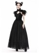 Gothic Two Ways To Wear Gorgeous Black Feather Lace Velvet Splicing Stand Collar Capelet