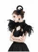 Gothic Two Ways To Wear Gorgeous Black Feather Lace Velvet Splicing Stand Collar Capelet