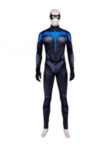 Titans Season 3 Nightwing Dick Grayson Battle Suit Printing Version Halloween Cosplay Costume Bodysuit