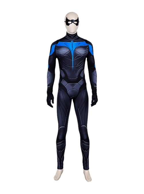 Titans Season 3 Nightwing Dick Grayson Battle Suit Printing Version Halloween Cosplay Costume Bodysuit