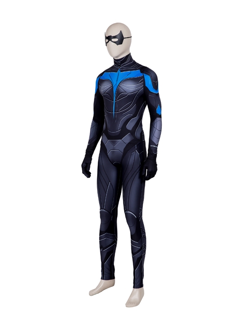 Titans Season 3 Nightwing Dick Grayson Battle Suit Printing Version Halloween Cosplay Costume Bodysuit