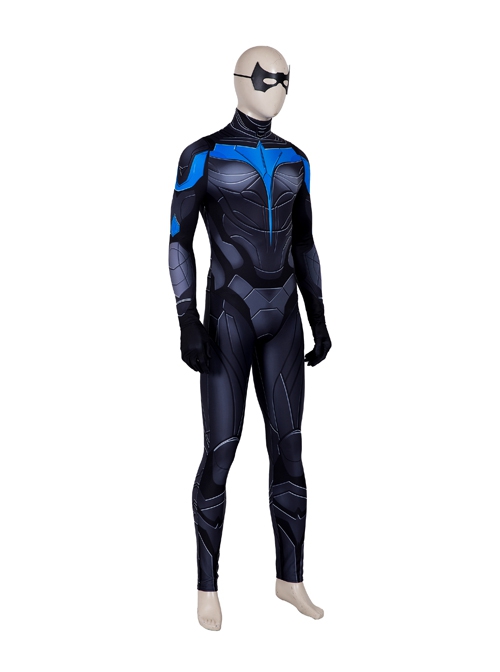 Titans Season 3 Nightwing Dick Grayson Battle Suit Printing Version Halloween Cosplay Costume Bodysuit