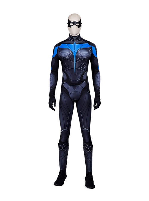 Titans Season 3 Nightwing Dick Grayson Battle Suit Printing Version Halloween Cosplay Accessories Eye Mask And Gloves