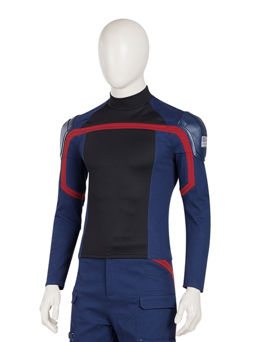 The Falcon And The Winter Soldier U.S.Agent Captain America John F. Walker Halloween Cosplay Costume Blue Long Sleeve Top