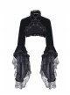 Gothic Trumpet Sleeve Black Velvet Lace Frill Stand Collar Capelet