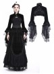 Gothic Trumpet Sleeve Black Velvet Lace Frill Stand Collar Capelet