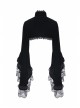 Gothic Trumpet Sleeve Black Velvet Lace Frill Stand Collar Capelet