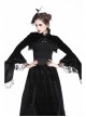 Gothic Trumpet Sleeve Black Velvet Lace Frill Stand Collar Capelet