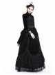 Gothic Trumpet Sleeve Black Velvet Lace Frill Stand Collar Capelet