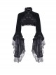 Gothic Trumpet Sleeve Black Velvet Lace Frill Stand Collar Capelet