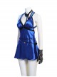 Final Fantasy VII Remake Tifa Lockhart Blue Sexy Backless Dress Halloween Cosplay Costume Blue Dress