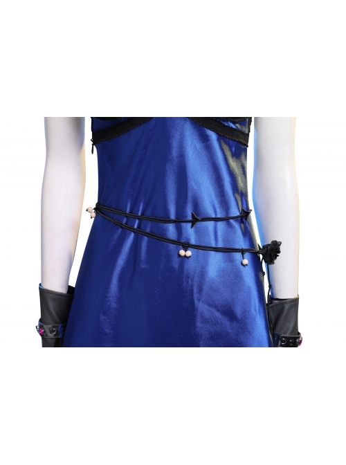 Final Fantasy VII Remake Tifa Lockhart Blue Sexy Backless Dress Halloween Cosplay Costume Blue Dress